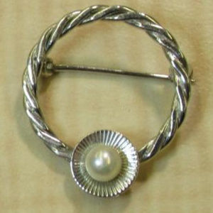 jewelry 925 sterling silver round circle brooch pin pearl